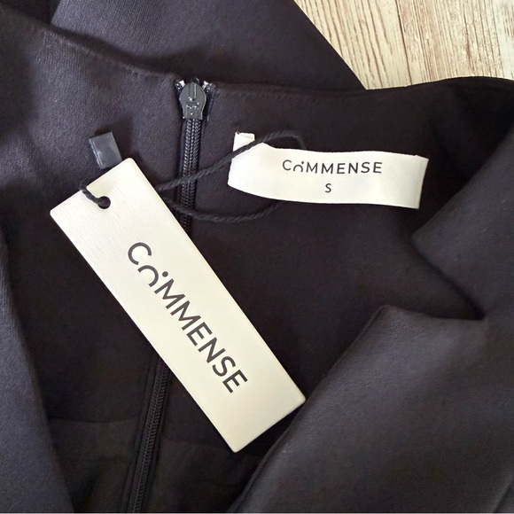 Commense Black Sleeveless V Neck Belted Midi Dress Small NWT - Picture 7 of 9